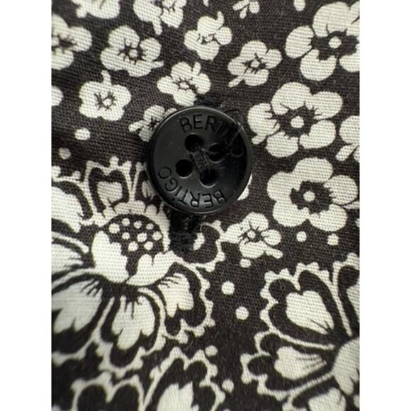 "BERTIGO" Cotton/Spandex Button Down Dress Shirt SZ 3X Blk & Wht Floral Metro - Picture 9 of 11